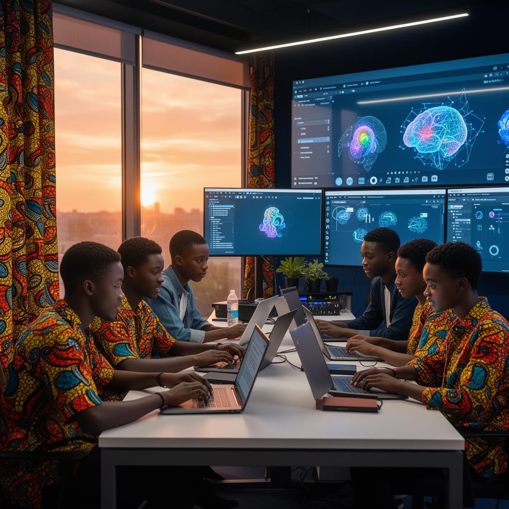 African students learning AI
